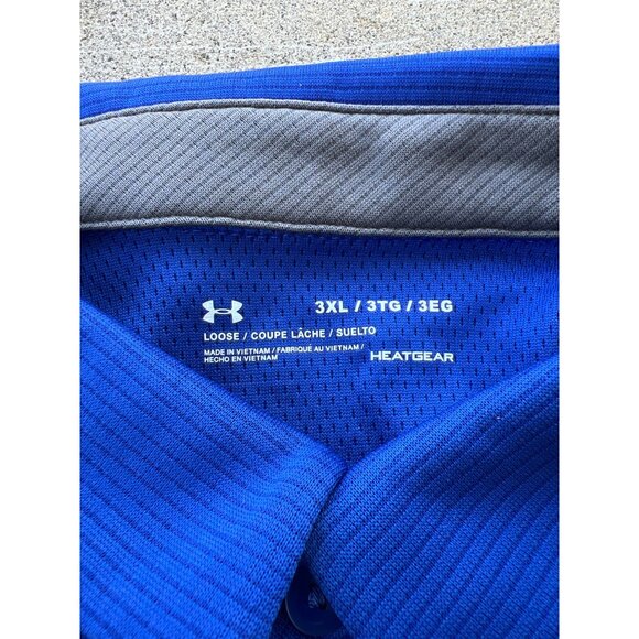 Under Armour Mens Blue 3XL HeatGear Polo Golf Shirt Loose Fit T3 - Picture 3 of 5